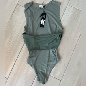 Fashion Nova Sage Green Sleeveless Bodysuit